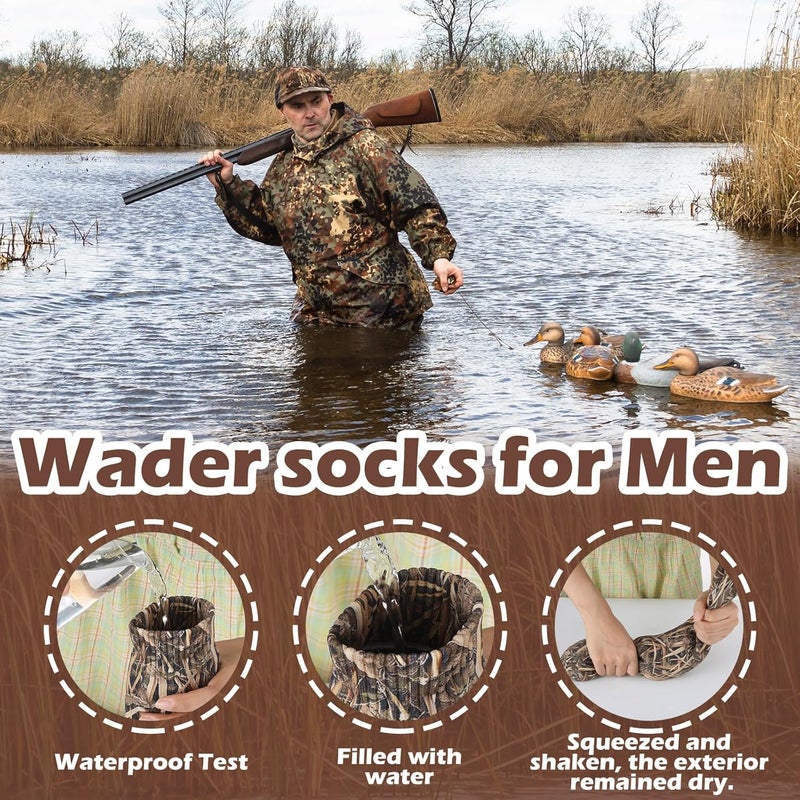 Cutecrop Men Waterproof Duck Hunting Gear Wader Sock Breathable Waterfowl Fishing Knee-high for Outdoor Winter Duck Hunting - Image 5